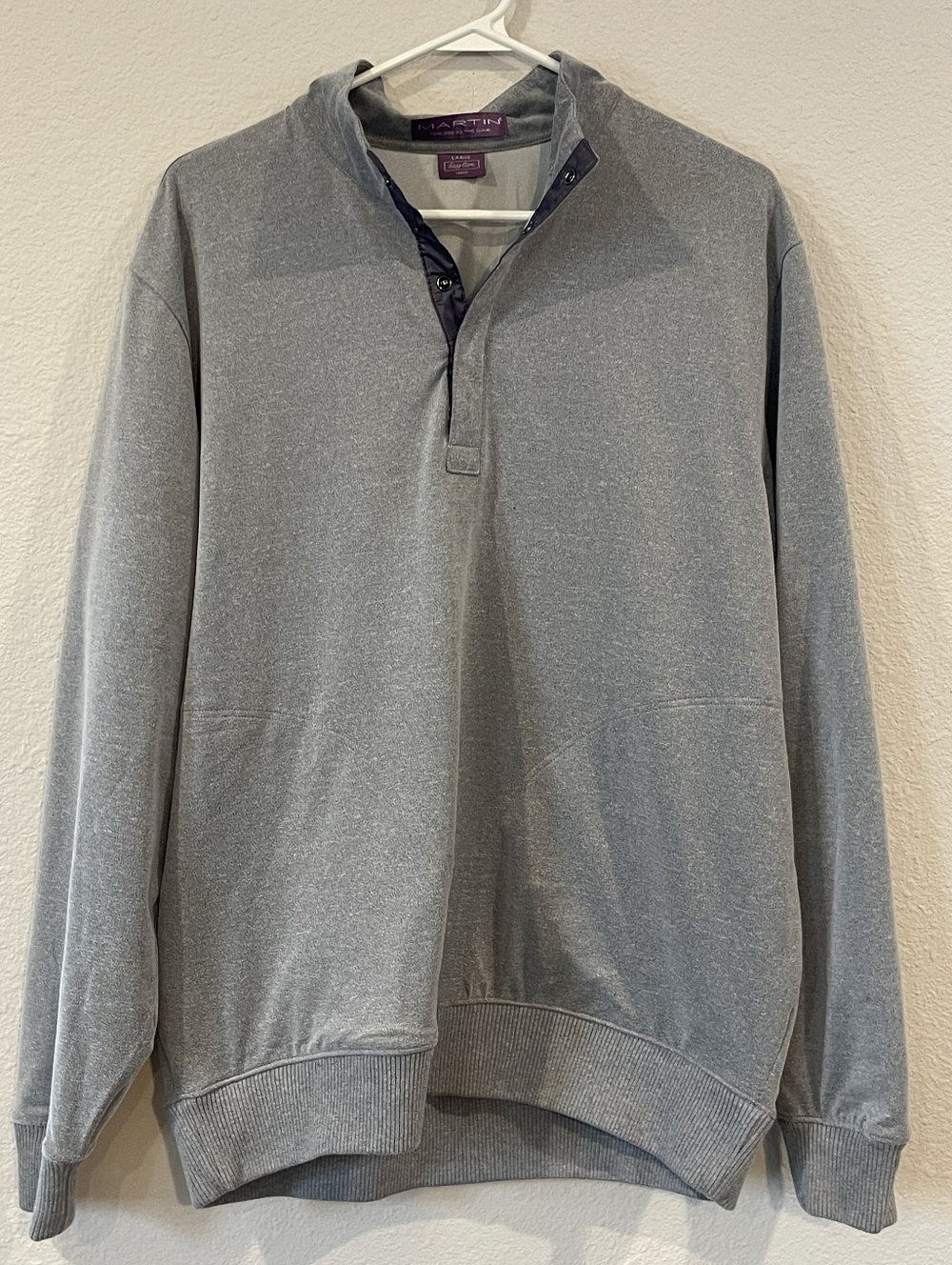 Martin Timeless As The Game Mens Grey Golf Easy Care 1/4 Snap Button Pullover LG